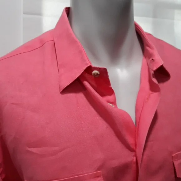 Paul Fredrick Shirts Paul Fredrick Linen Coral Colored Long